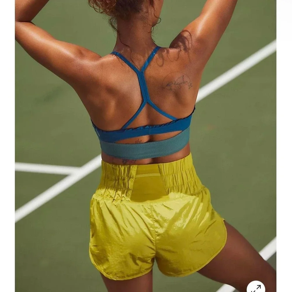Free People FP Movement The Way Home Shorts XS Yellow Running Athleisure Workout